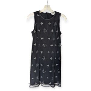 Vintage Tessuto Layered Mesh Dress With 3D Butterflies